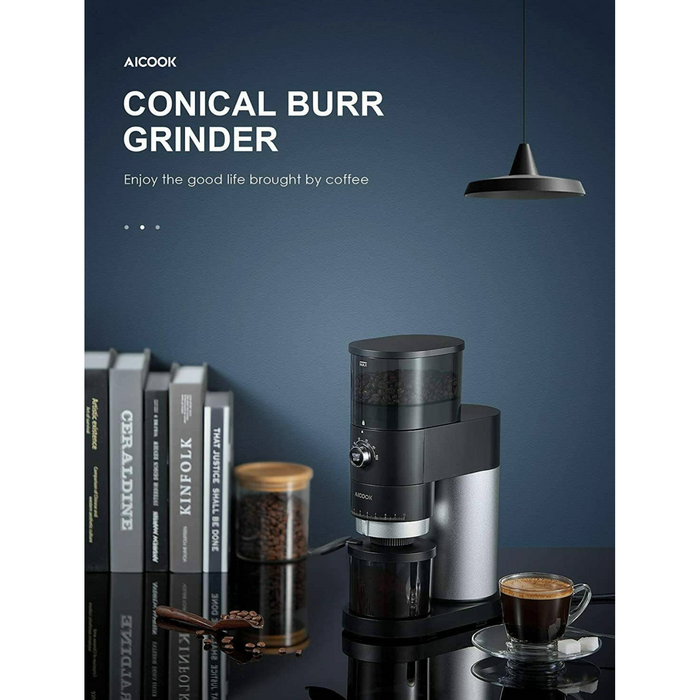Conical Burr Coffee Grinder, Trvl Love Koffee Electric Coffee Bean Grinder with Detachable Design for Easy Cleaning, 40 Precise Grind Setting for Espresso, Drip Coffee, French Press and Percolator Coffee (Black)