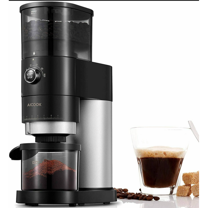 Conical Burr Coffee Grinder, Trvl Love Koffee Electric Coffee Bean Grinder with Detachable Design for Easy Cleaning, 40 Precise Grind Setting for Espresso, Drip Coffee, French Press and Percolator Coffee (Black)