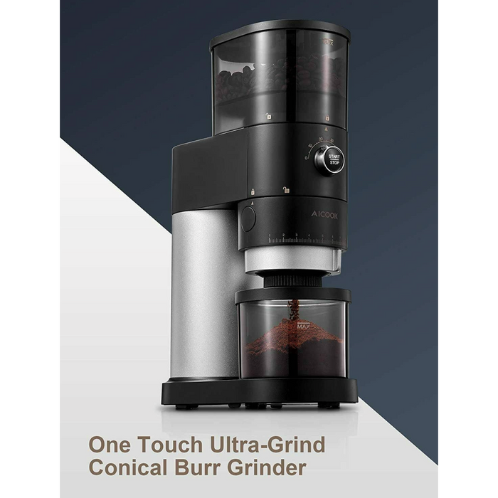 Conical Burr Coffee Grinder, Trvl Love Koffee Electric Coffee Bean Grinder with Detachable Design for Easy Cleaning, 40 Precise Grind Setting for Espresso, Drip Coffee, French Press and Percolator Coffee (Black)