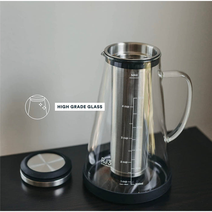 Airtight Cold Brew Iced Coffee Maker and Tea Infuser with Spout